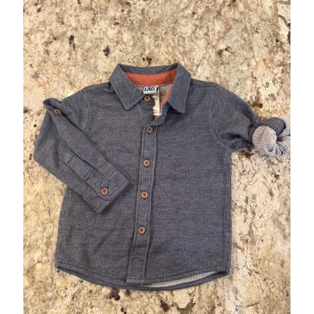 Little Lad Toddler Boys Blue Pinstripe Roll-Tab Button Down Shirt 18M WGSE041D